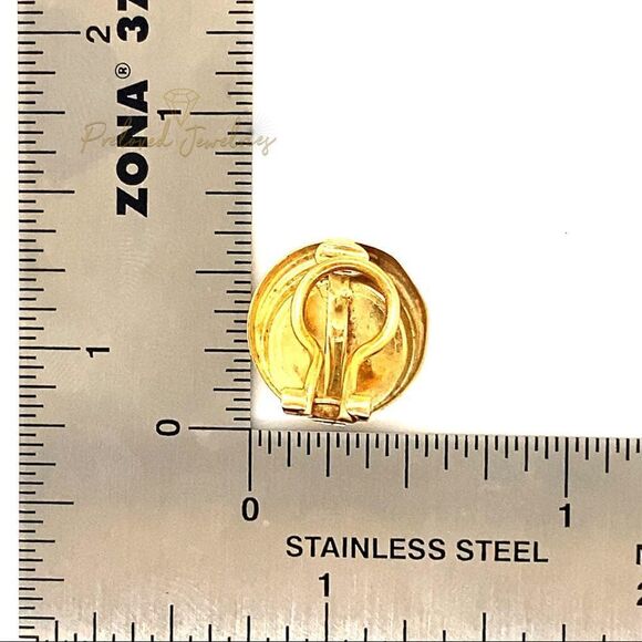 14k Round Stone Omega Clip Pierced Earrings - Picture 12 of 12